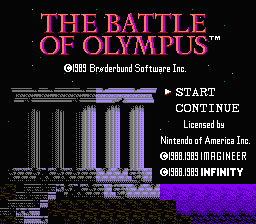 The Battle of Olympus title screenshot